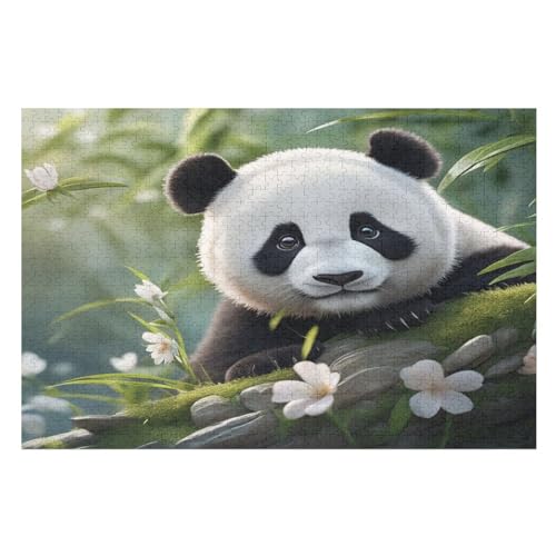 Süß Panda 1000 Teile Puzzles Für Erwachsene Holzpuzzle Familienpuzzlespiel Stressabbau-Puzzle Für Kinder Ab 12 Jahren （75×50cm） von LTTTT
