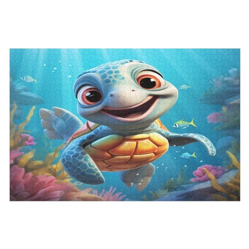 Süß Schildkröte 1000 Teile Puzzles Für Erwachsene, Impossible Puzzle, GesKükenlichkeitsspiel Für Die Ganze Familie, Kinder Holzpuzzle （75×50cm） von LTTTT