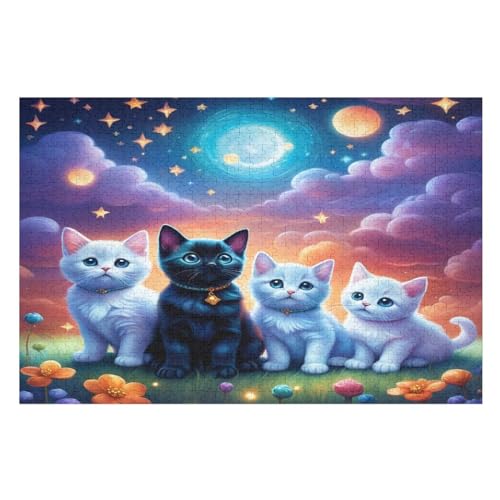 Süße Katze 1000 Teile Premium-Puzzles Für Erwachsene Kinder- Holzpuzzles Spaß Und Lernspiele - Perfekte Puzzle-Geschenke （75×50cm） von LTTTT