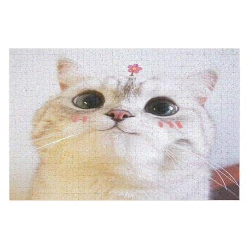 Süße Katze Holzpuzzle 1000 Teile Klassische Puzzles Erwachsene Kinder Puzzle DIY Kit Holzspielzeug Einzigartiges Geschenk （75×50cm） von LTTTT