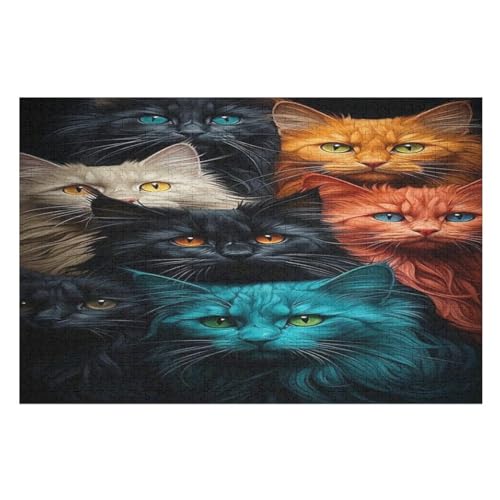 Süße Katze -Puzzle, 1000 Teile,Holzpuzzle Für Erwachsene Kinder, Lustiges Spielzeug, Denkspiel, Bildungsspiel, （75×50cm） von LTTTT