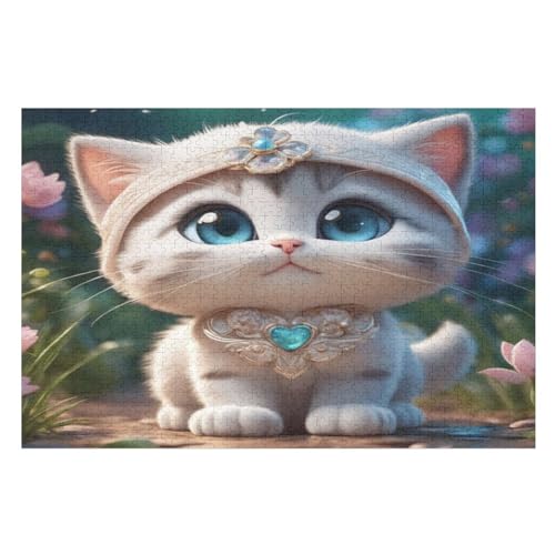 Süße Katze -Puzzle, 1000 Teile,Holzpuzzle Für Erwachsene Kinder, Lustiges Spielzeug, Denkspiel, Bildungsspiel, （75×50cm） von LTTTT