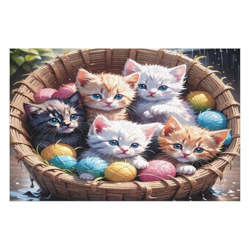 Süße Katze Puzzle 1000 Teile, Holzpuzzle Herausforderndes GesKükenlichkeitsspiel Für Die Ganze Familie, Kinder Erwachsenenpuzzle Ab 12 Jahren （75×50cm） von LTTTT