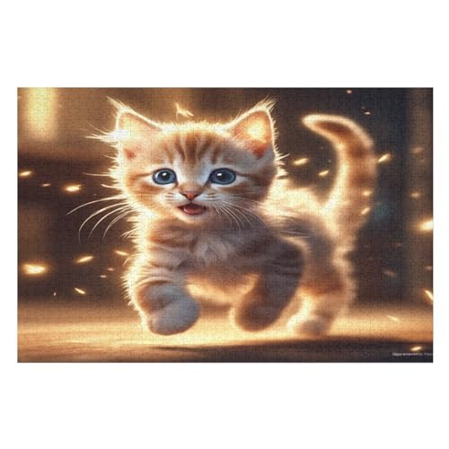 Süße Katze Puzzles 1000 Teile Erwachsener Kniffel Spaß Für Die Ganze Familie, Holzpuzzle Kinder Erwachsene, Impossible Puzzle Schwer （75×50cm） von LTTTT