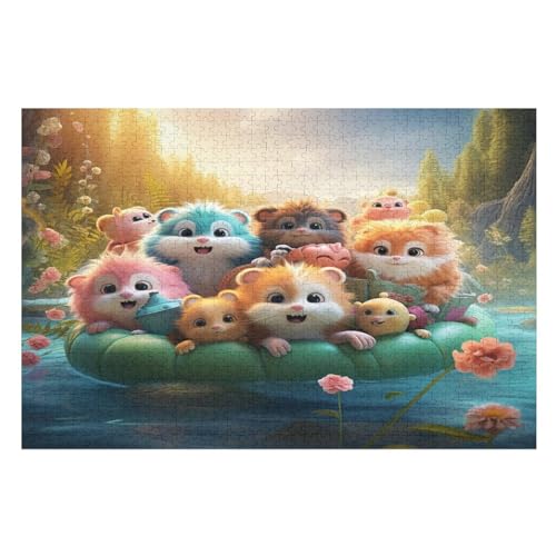 Süße Tiere Holzpuzzle 1000 Teile, Knobelspiele Für Erwachsene, Teenager, Puzzles Unmögliche - Kinder Puzzle Zimmer Deko （75×50cm） von LTTTT