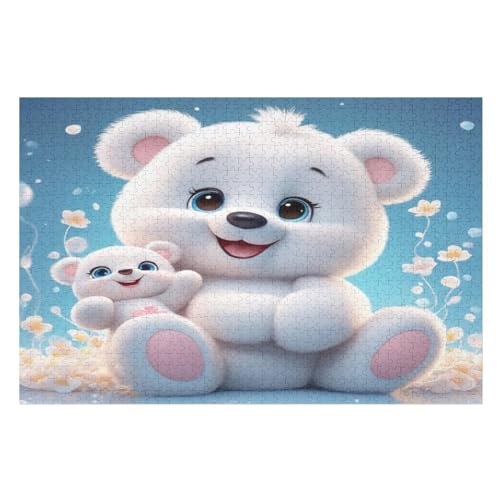 Süßer Bär Holzpuzzle 1000 Teile, Knobelspiele Für Erwachsene, Teenager, Puzzles Unmögliche - Kinder Puzzle Zimmer Deko （75×50cm） von LTTTT