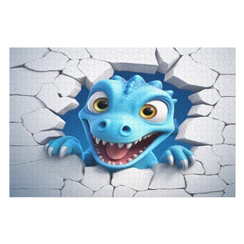 Süßer Dinosaurier Puzzle Für Erwachsene,1000-teiliges Puzzles, Für Kinder,Holzpuzzle,Lernspielzeug, （75×50cm） von LTTTT