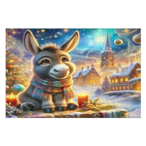 Süßer Esel -Puzzle, 1000 Teile,Holzpuzzle Für Erwachsene Kinder, Lustiges Spielzeug, Denkspiel, Bildungsspiel, （75×50cm） von LTTTT