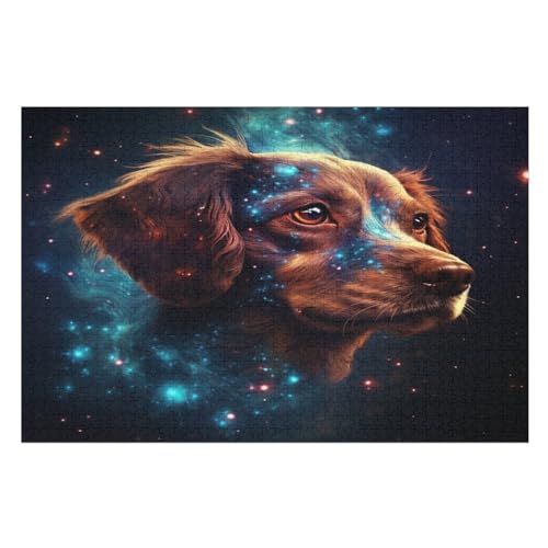 Süßer Hund Holzpuzzle - Puzzle Für Erwachsene, 1000-teilige Puzzles Für Teenager Und Kinder, Herausfordernde Spiele （75×50cm） von LTTTT