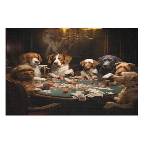 Süßer Hund Puzzles 1000 Teile Für Jugendliche Kreatives Holzpuzzlespielzeug Familienspiel Schwierigkeitsgrad Herausforderungspuzzles （75×50cm） von LTTTT