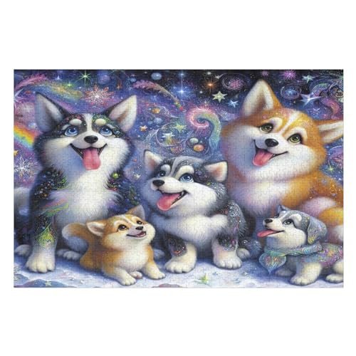 Süßer Husky Holzpuzzle - 1000 Teiliges Jigsaw Knobelspiel - Puzzle Für Erwachsene & Kinder - Outdoor & Reisespielzeug （75×50cm） von LTTTT