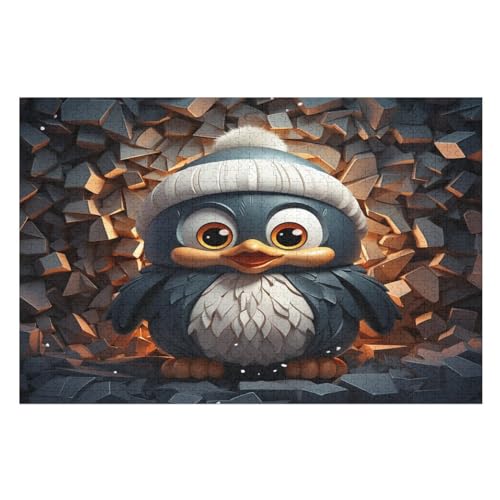 Süßer Pinguin Puzzle Für Erwachsene 1000 Teile Premium Recyceltes Brett Zum Lernen, Lernspielzeug, Familienspiele Kinder Holzpuzzle （75×50cm） von LTTTT
