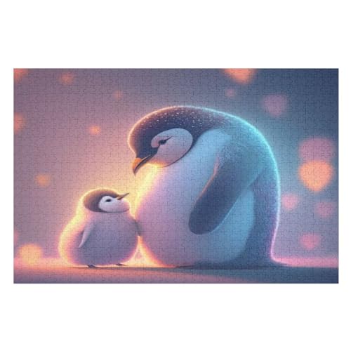 Süßer Pinguin Puzzles 1000 Teile Erwachsener Kniffel Spaß Für Die Ganze Familie, Holzpuzzle Kinder Erwachsene, Impossible Puzzle Schwer （75×50cm） von LTTTT