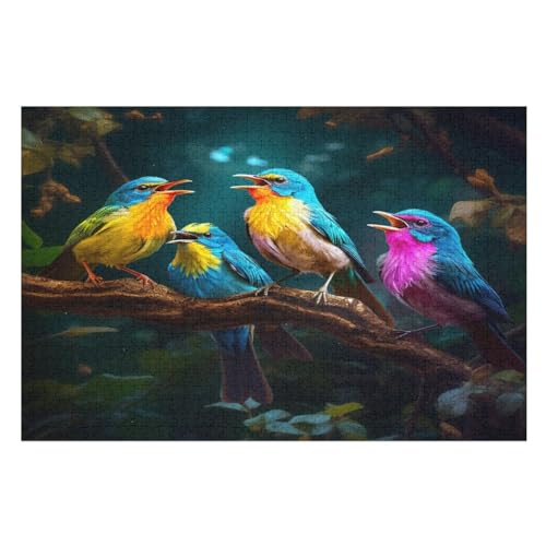 Süßer Vogel -Puzzle, 1000 Teile,Holzpuzzle Für Erwachsene Kinder, Lustiges Spielzeug, Denkspiel, Bildungsspiel, （75×50cm） von LTTTT