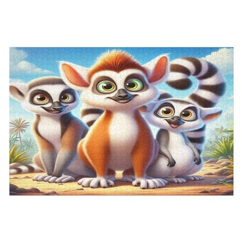 Süßer Waschbär Puzzle Für Erwachsene,1000-teiliges Puzzles, Für Kinder,Holzpuzzle,Lernspielzeug, （75×50cm） von LTTTT