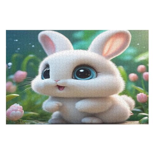 Süßes Kaninchen -Puzzle, 1000 Teile,Holzpuzzle Für Erwachsene Kinder, Lustiges Spielzeug, Denkspiel, Bildungsspiel, （75×50cm） von LTTTT