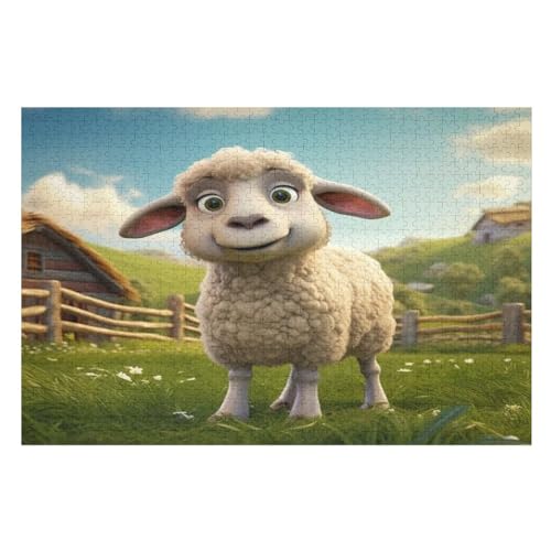 Süßes Schaf Puzzles 1000 Teile Erwachsener Kniffel Spaß Für Die Ganze Familie, Holzpuzzle Kinder Erwachsene, Impossible Puzzle Schwer （75×50cm） von LTTTT