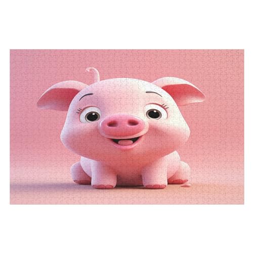 Süßes Schwein Puzzles 1000 Teile Erwachsener Kniffel Spaß Für Die Ganze Familie, Holzpuzzle Kinder Erwachsene, Impossible Puzzle Schwer （75×50cm） von LTTTT