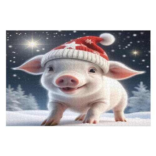 Süßes Schwein Puzzles Für Erwachsene, 1000-teiliges Holzpuzzle, Geeignet Für Kinder Ab 12 Jahren, Die Pädagogische Puzzle Lernen （75×50cm） von LTTTT