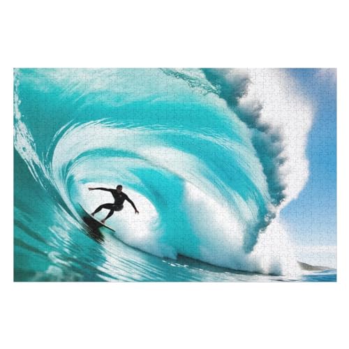Surfen Holzpuzzle Für Erwachsene Teenager Stress Abbauen Familien-Puzzlespiel Poster 1000-teiliges Puzzle Kinder Lernspiel （75×50cm） von LTTTT