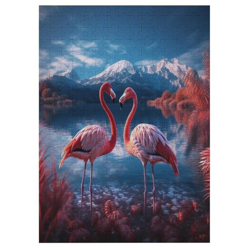 Tierischer Flamingo Holzpuzzle 300 Teile Klassische Puzzles Erwachsene Kinder Puzzle DIY Kit Holzspielzeug Einzigartiges Geschenk 42×30cm von LTTTT