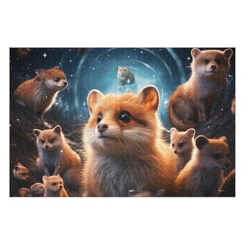 Tierstreifenhörnchen -Puzzle, 1000 Teile,Holzpuzzle Für Erwachsene Kinder, Lustiges Spielzeug, Denkspiel, Bildungsspiel, （75×50cm） von LTTTT