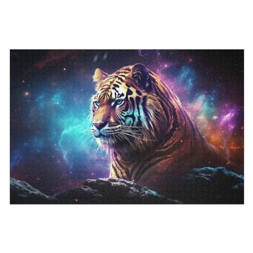 Tiger -Puzzle, 1000 Teile,Holzpuzzle Für Erwachsene Kinder, Lustiges Spielzeug, Denkspiel, Bildungsspiel, （75×50cm） von LTTTT