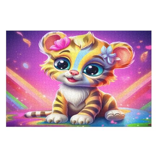 Tiger Puzzle, Puzzles Für Erwachsene Kinder, 1000 Teile Holzpuzzle, Für Jugendliche Herausforderungsspielzeug （75×50cm） von LTTTT