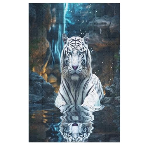Tiger Puzzle 1000 Teile, Holzpuzzle Herausforderndes Geschicklichkeitsspiel Für Die Ganze Familie, Kinder Erwachsenenpuzzle Ab 12 Jahren 78×53cm von LTTTT