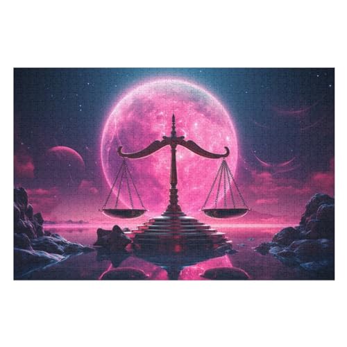 Waage Holzpuzzle 1000 Teile, Knobelspiele Für Erwachsene, Teenager, Puzzles Unmögliche - Kinder Puzzle Zimmer Deko （75×50cm） von LTTTT