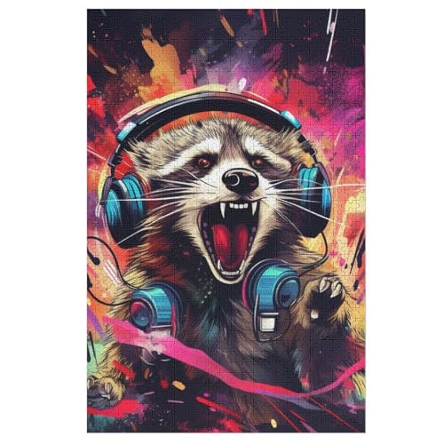 Waschbär Puzzles 1000 Teile Erwachsener Kniffel Spaß Für Die Ganze Familie, Holzpuzzle Kinder Erwachsene, Impossible Puzzle Schwer 78×53cm von LTTTT