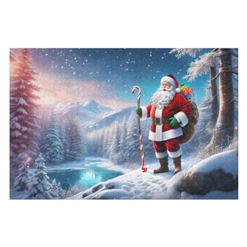 Weihnachtsmann Holzpuzzle 1000 Teile Klassische Puzzles Erwachsene Kinder Puzzle DIY Kit Holzspielzeug Einzigartiges Geschenk （75×50cm） von LTTTT