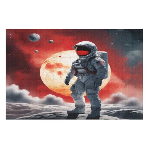 Weltraumastronaut Holzpuzzle 1000 Teile, Knobelspiele Für Erwachsene, Teenager, Puzzles Unmögliche - Kinder Puzzle Zimmer Deko （75×50cm） von LTTTT