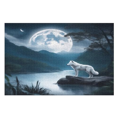 Wolf Holzpuzzle 1000 Teile, Knobelspiele Für Erwachsene, Teenager, Puzzles Unmögliche - Kinder Puzzle Zimmer Deko （75×50cm） von LTTTT