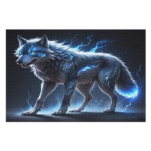Wolf Holzpuzzle 1000 Teile Klassische Puzzles Erwachsene Kinder Puzzle DIY Kit Holzspielzeug Einzigartiges Geschenk （75×50cm） von LTTTT