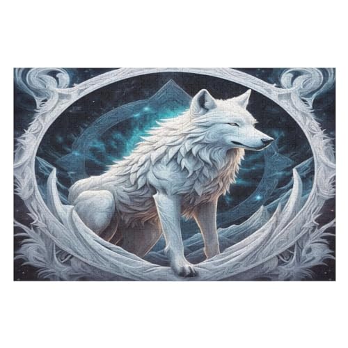 Wolf Pattern Puzzles 1000 Teile Erwachsener Kniffel Spaß Für Die Ganze Familie, Holzpuzzle Kinder Erwachsene, Impossible Puzzle Schwer （75×50cm） von LTTTT