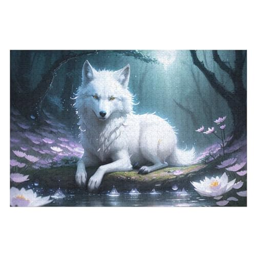 Wolf -Puzzle, 1000 Teile,Holzpuzzle Für Erwachsene Kinder, Lustiges Spielzeug, Denkspiel, Bildungsspiel, （75×50cm） von LTTTT