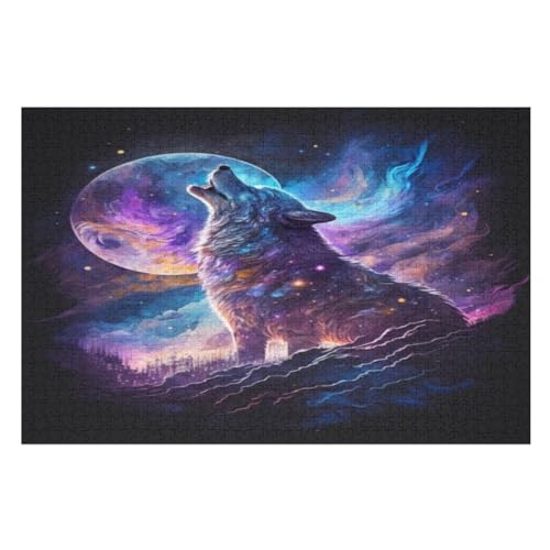 Wolf Puzzles 1000 Teile Erwachsener Kniffel Spaß Für Die Ganze Familie, Holzpuzzle Kinder Erwachsene, Impossible Puzzle Schwer （75×50cm） von LTTTT