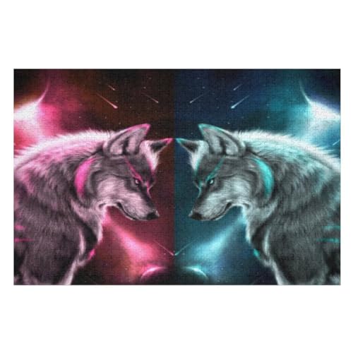 Wolf Puzzles 1000 Teile Erwachsener Kniffel Spaß Für Die Ganze Familie, Holzpuzzle Kinder Erwachsene, Impossible Puzzle Schwer （75×50cm） von LTTTT