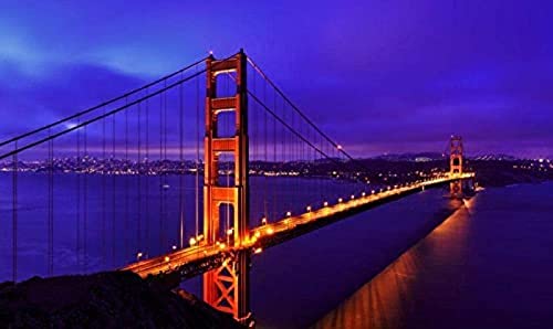 Golden Gate Bridge bei Nacht, 1000 Teile Papierpuzzle, Stressabbau, Wanddekoration, buntes Legespiel, Geschicklichkeitsspiel für die ganze Familie, 50 x 70 cm von LUAJZF