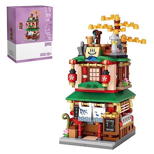 LUBBY Japanische Straßenszene Spielzeug Bauklötze Set, Haus der heißen Quellen Modell, Architektur Mini Bausteine, Dekorative Ornamente, 399Teile von LUBBY