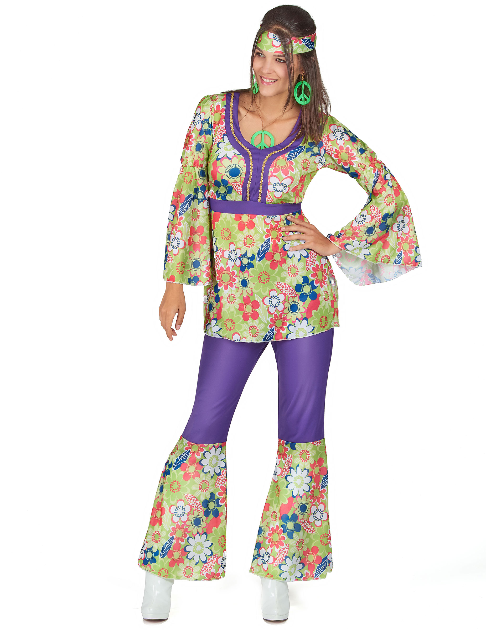 70er Hippiekostüm für Damen lila-bunt 70er Hippiekostüm für Damen lila-bunt von BCI