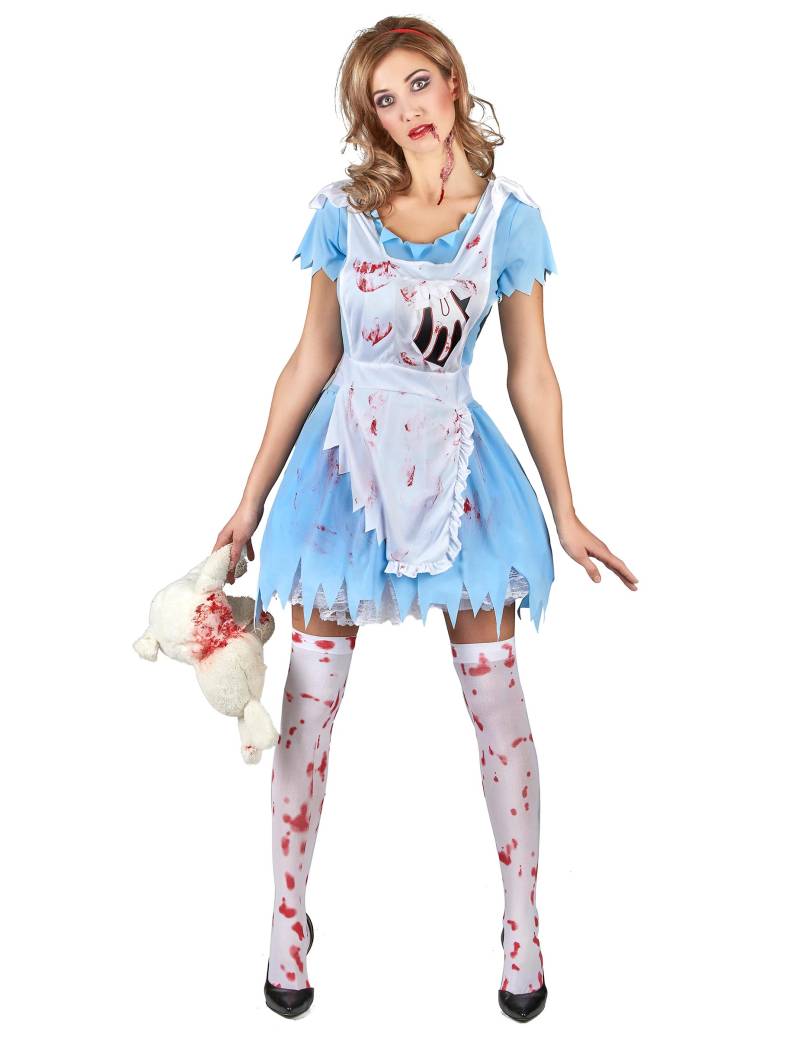Alice-Horrorkostüm Halloween-Damenkostüm blau-weiss von KARNEVAL-MEGASTORE