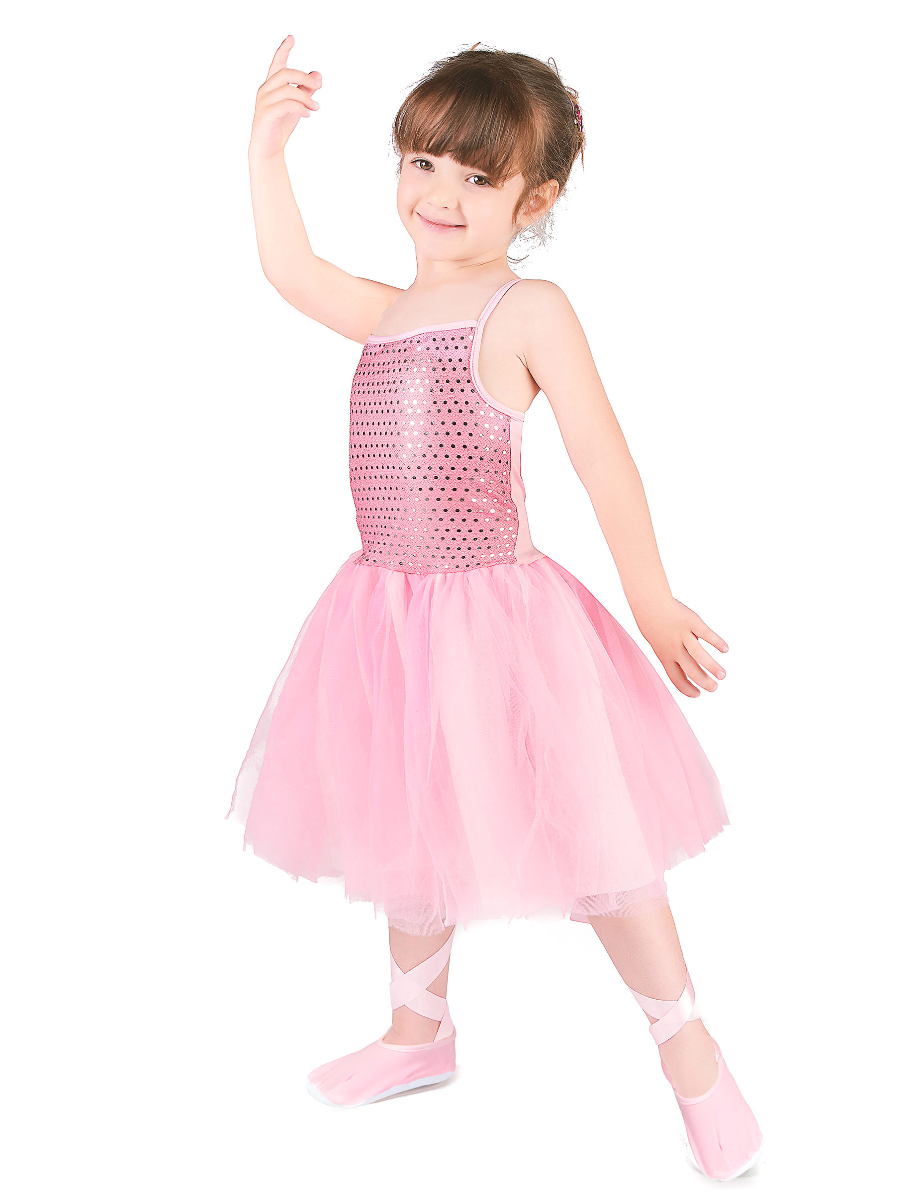 Ballerina-Kostüm für Kinder mit Pailletten Tänzerin rosa von KARNEVAL-MEGASTORE