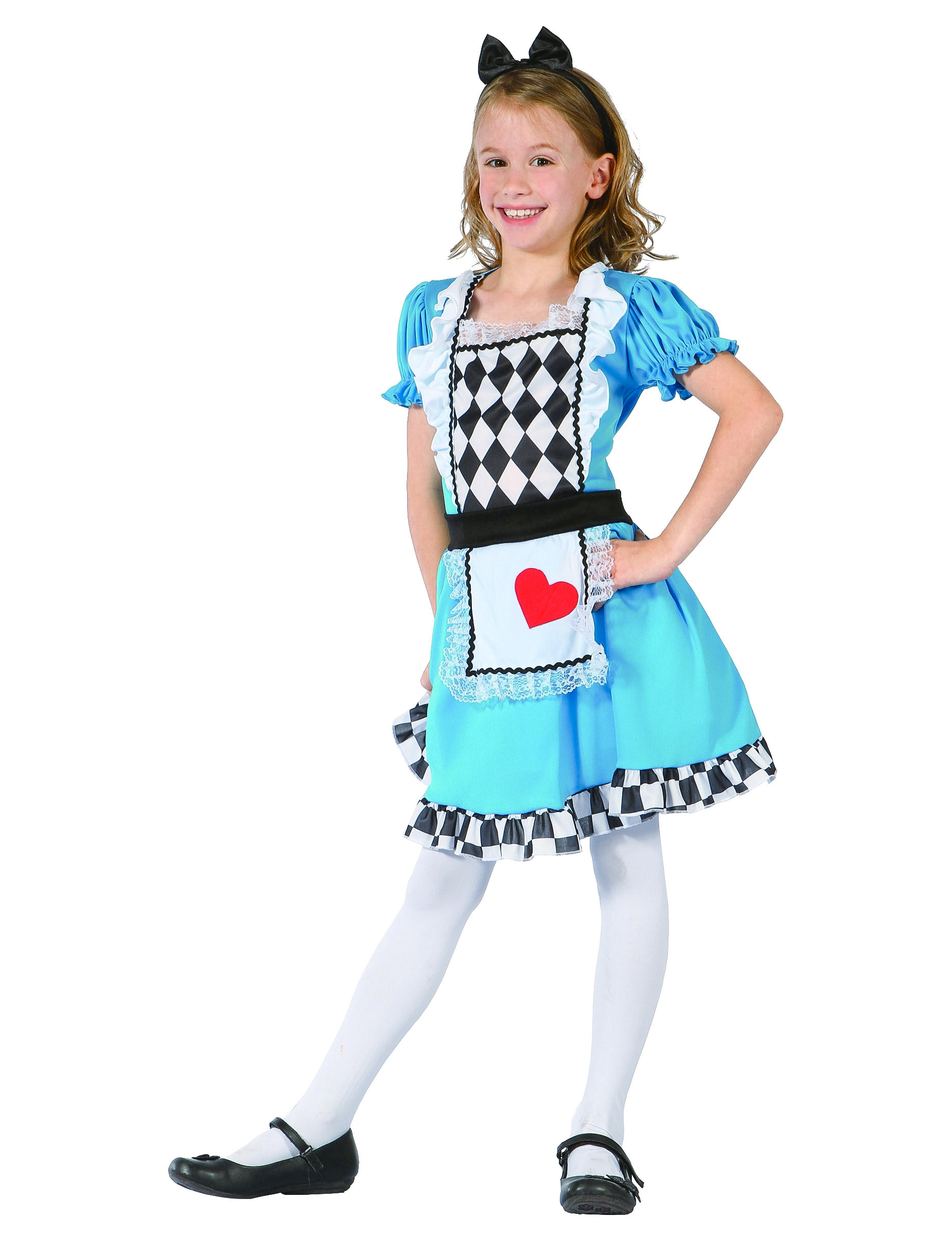 Bezaubernde Alice Märchenkostüm für Kinder blau-schwarz-weiss von KARNEVAL-MEGASTORE