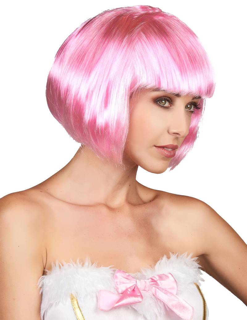 Bob Perücke Karnevalsperücke rosa von KARNEVAL-MEGASTORE