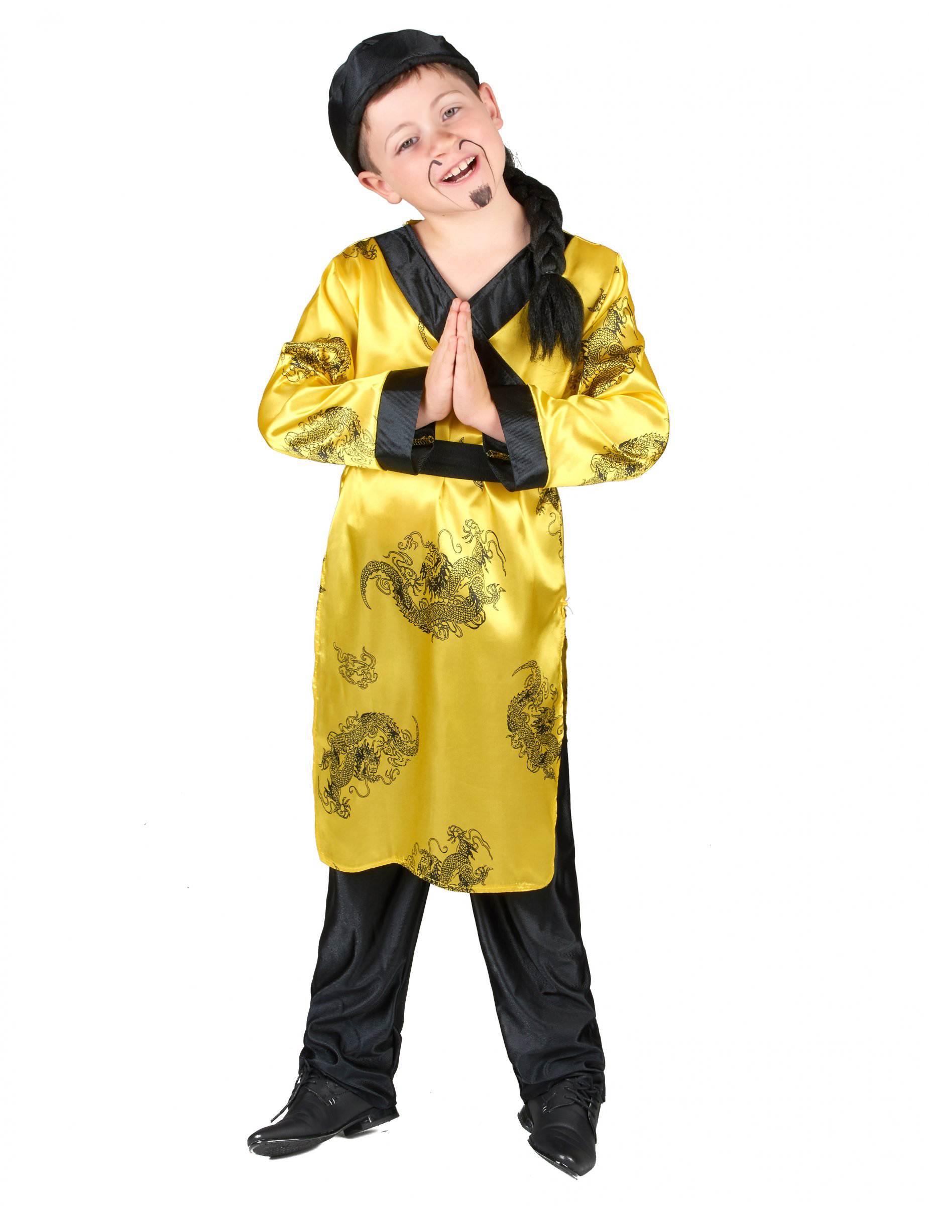 Chinese Kinderkostüm mit Drachenmotiv gelb-schwarz von BCI