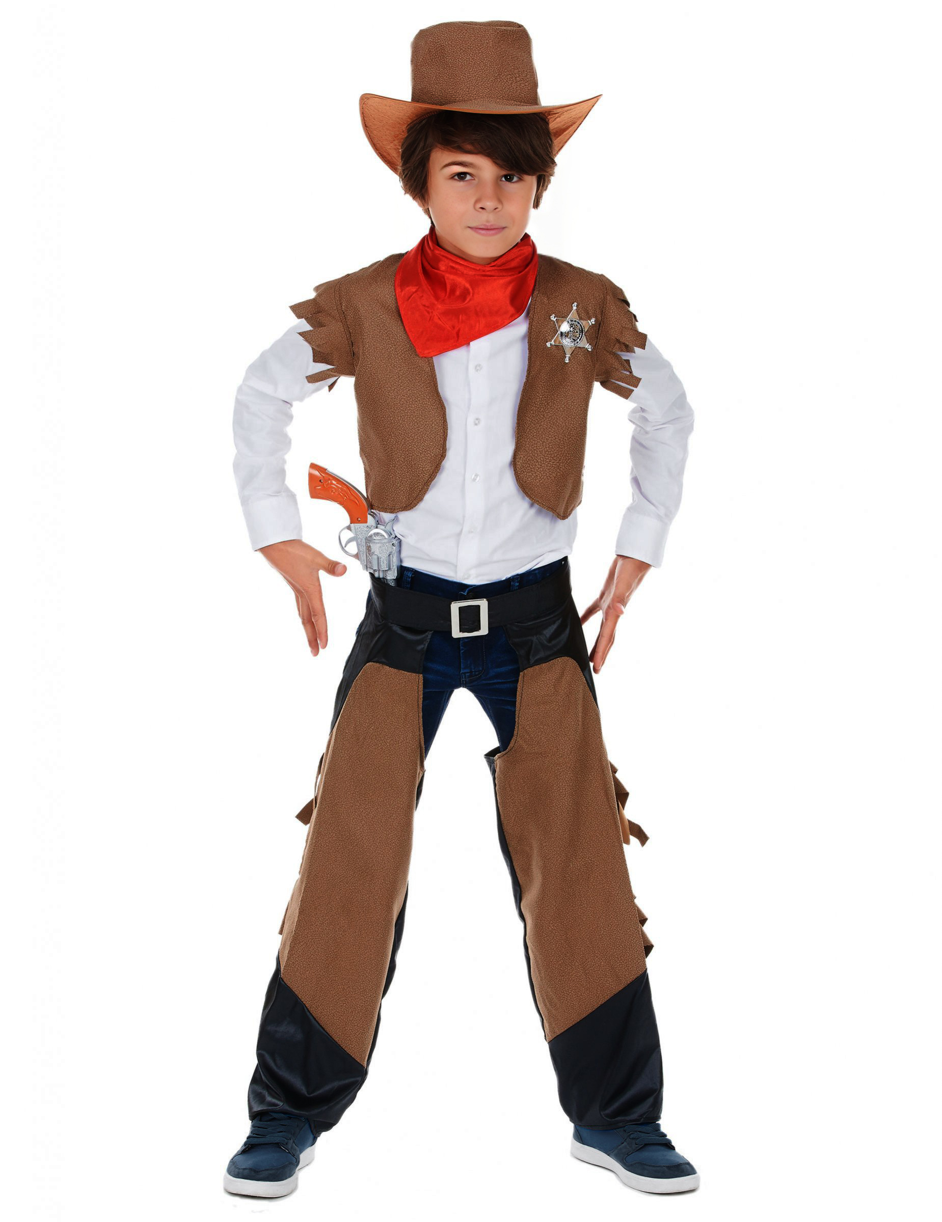 Cowboy Kinder-Kostüm braun-schwarz von KARNEVAL-MEGASTORE