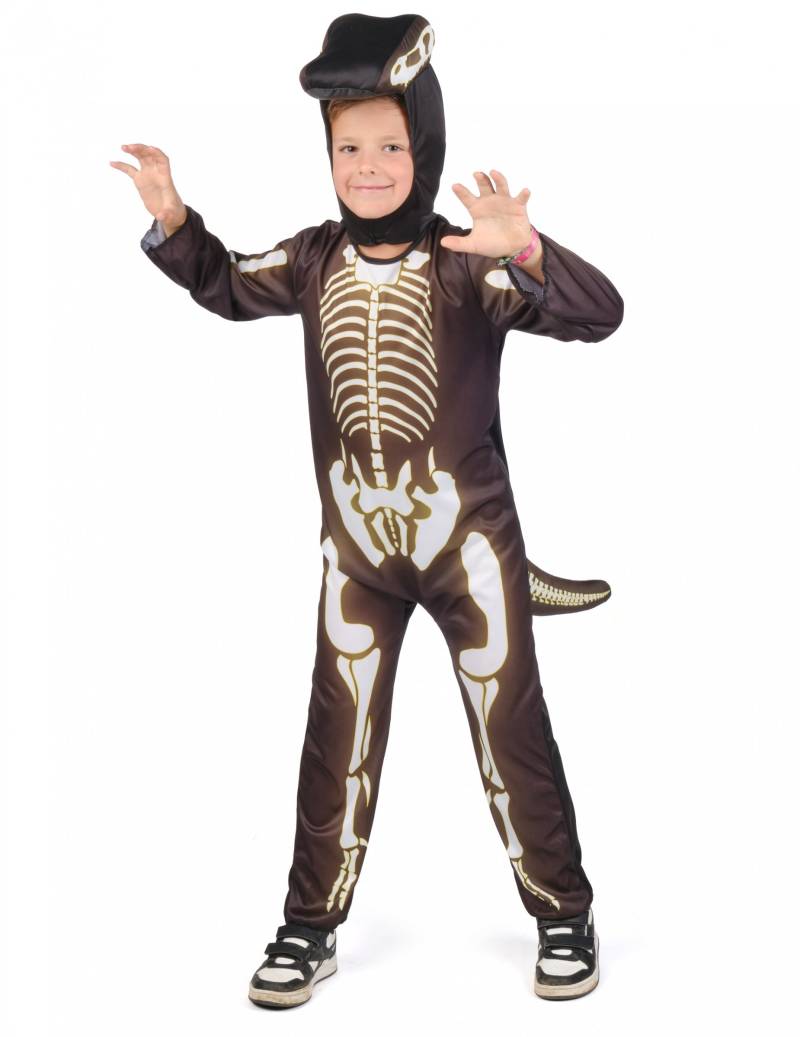 Dinosaurier-Kostüm für Kinder Overall schwarz von KARNEVAL-MEGASTORE