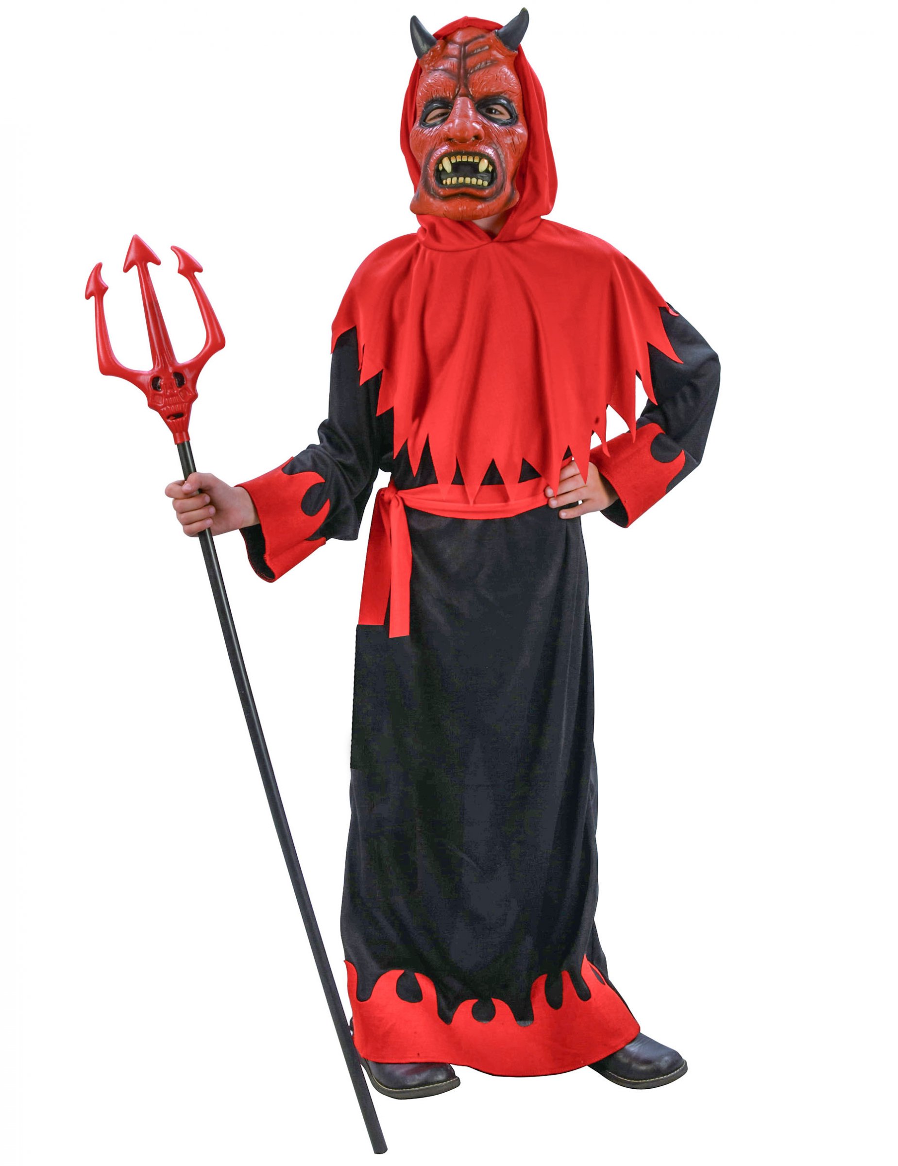 Düsterer Teufel Kinderkostüm rot-schwarz von KARNEVAL-MEGASTORE